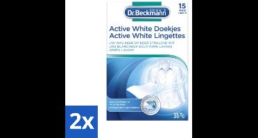 2 x Dr. Beckmann - Kleurverzorging - Active White - Witte Was - 15 Doekjes - Witte Was - Wasverzorging - Grauwsluier - Vergeling - Witmaakdoekjes