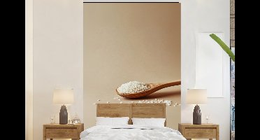 Behang - Fotobehang Lepel - Rijst - Hout - Beige - Breedte 145 cm x hoogte 220 cm