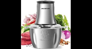 Aigostar Flor 30H91 - Hakmolen Elektrisch - Food Chopper - 1,8L - 2 Snelheden - Foodprocessor Met RVS Kom - 500W