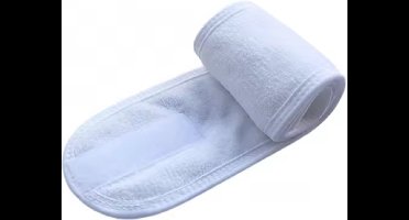 Scoby - Verstelbare Badstof Haarband - Ideaal voor Beauty en Gezichtsverzorging - Hoofdband voor Make-up en Cosmetica - Klittenbandsluiting - Wit - 2 Stuks