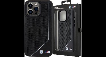 BMW M Perforated Twisted Line Back Case (MagSafe Compatible) - Geschikt voor Apple iPhone 15 Pro (6.1") - Zwart