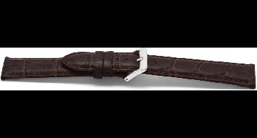 Horlogeband Universeel H348 Leder Donkerbruin 22mm