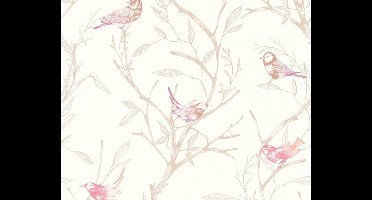 VOGELTJES BEHANG - Roze Lila Wit - AS Creation Colibri