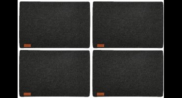 Placemats/onderleggers voor op tafel - 10x stuks - antraciet - 30 x 45 cm - met ronde hoeken - Diner/ontbijt