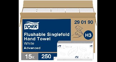 Tork 290190 Advanced handdoek z-vouw 2-lgs wit 23x23 cm doos à 3750 stk (290190)