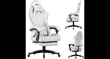 Huzaro Force 4.7 White RGB – Gamingstoel met LED-Verlichting en Voetensteun
