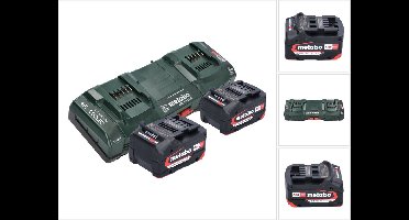 Metabo basisset 2x Li-Power accupack 18 V 4.0 Ah CAS Li-Ion accu ( 2x 625027000 ) + ASC 145 DUO dubbele snellader ( 627495000 )