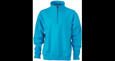 James and Nicholson Uniseks werkkleding Half Ritssweatshirt (Turquoise)