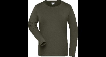 James and Nicholson Dames/dames Organic Cotton Sweater met lange mouwen (Olijf)