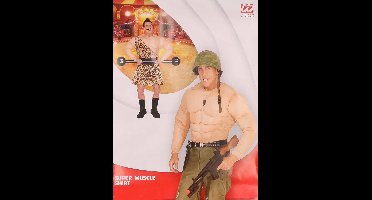 Widmann Spierballen shirt - bodybuilder - heren - polyester - verkleedkleding - Rambo 48