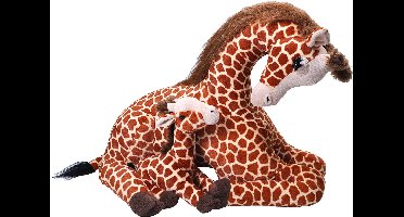 Wild Republic Pluche giraffe - met baby knuffel - gevlekt - 60 cm - speelgoed knuffel