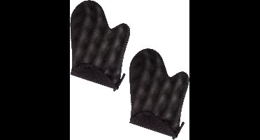 Set van 2x stuks neopreen ovenwant/ovenhandschoen zwart 17,5 x 27,5 cm - Pannenlap - Keukenhandschoen
