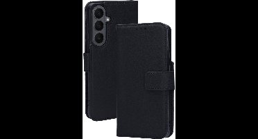 Mobiparts MagSafe Portemonnee/Boekhoesje geschikt voor Samsung Galaxy S26 FE - Echt Leer - Magnetische Sluiting - Ruimte voor drie pasjes - Microvezel voering - Zwart