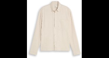 Tom Tailor Denim - Katoenen overhemd met losse pasvorm - Maat L - off white stripe structure