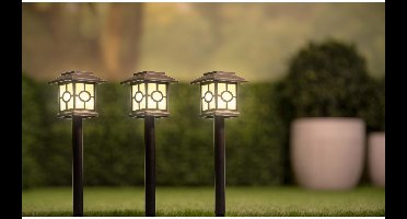 Grundig Solar Tuinlampen Set 3 Stuks - Tuinverlichting op Zonne-energie - IP44