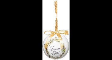 Kerstbal met opdruk 7,5 cm, papier met 'Joyeux Noël'-opdruk