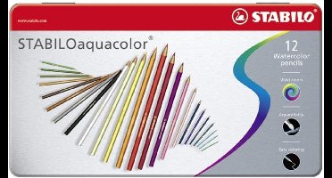 STABILO Aquacolor Aquarelpennen - 12 stuks in metalen etui