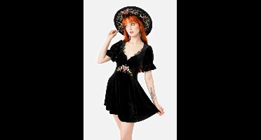 Restyle - Midnight Flora Mini jurk - 3XL - Zwart
