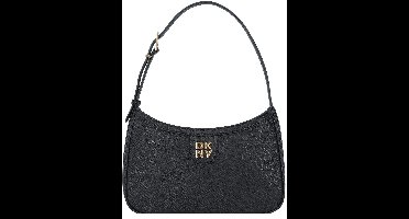 DKNY Leren Schoudertas Carol Demi Shoulder Bag Blk / Gold Zwart