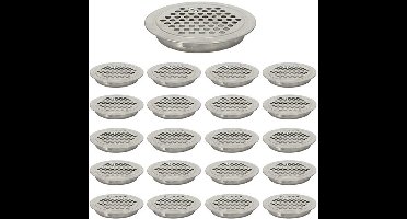 KARZO - Platte Circulaire Luchtventilatie Inclusief RVS Gaasgaatjes voor Kast, Badkamer, Kantoor, Keuken, Ventilatie, 20 Stuks