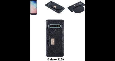 UNIQ Accessory Galaxy S10 Plus Kunstleer portemonnee Hard Case Back cover - Zwart (S10 Plus)
