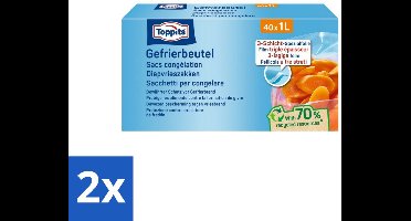 2 x Toppits – Diepvrieszakjes – 1 Liter – 40 Zakjes - Diepvrieszakken - Vriesbrand Beschermen - Smaak Behouden - Voedingsstoffen Behouden - Flexibele Bodem
