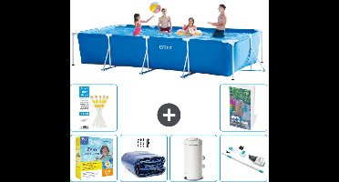 Intex Rechthoekig Frame Zwembad - 450 x 220 x 84 cm - Blauw - Inclusief Onderhoudspakket - Solarzeil - Zwembadfilterpomp - Stofzuiger - 7-delig