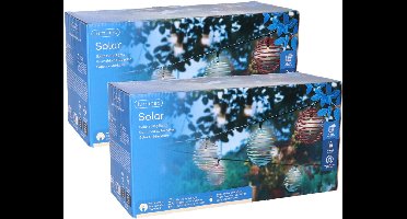 Lumineo Lichtsnoer op zonne-energie - 2x snoertjes - tuinverlichting - 470 cm - lichtslinger - buiten - multi kleuren - feestlampjes
