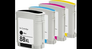 Inktcartridges Geschikt voor HP 88XL| Multipack van 4 stuks Geschikt voor HP OfficeJet Pro K5300 - K5400 - K550 - K8600 - L7400 - L7500 - L7480 - L7580 - L7590