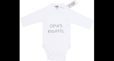 VIB® - Rompertje (overslag) Luxe Katoen - Opa's Knuffel (Wit) - Babykleertjes - romper - rompertjes - rompertjes met tekst - baby cadeau - baby aankondiging - overslagromper