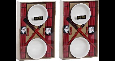 ITEM sushi serveerset - 16-delig - porselein - 4 personen - eetstokjes - schaaltjes - oplegbakjes