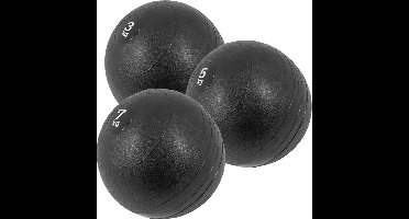 Gorilla Sports Slam Ball Set - 15 kg - 3 Trainingsballen - Slijtvast - Zwart