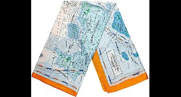Sjaal met kaartmotief - blauw en oranje, nr. 28