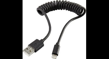 Renkforce RF4087422 USB-kabel USB 2.0 USB-A stekker, Apple Lightning stekker 0.95 m Zwart Spiraalkabel
