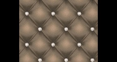 GECAPITONNEERD BEHANG met edelstenen - Bruin Creme Metallic - AS Creation Hermitage 10