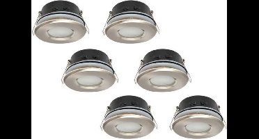 Groenovatie Inbouwspot - Rond - Waterdicht IP54 - Satijn - MR16 Fitting - Ø 82mm - 6-Pack