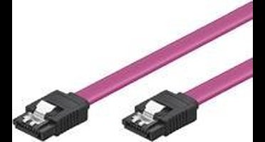 Goobay SATA-kabel 50 cm rood, L-type naar L-type met clip, tot 3 Gbit/s, voor HDD, SSD en dvd-drives, platte kabel