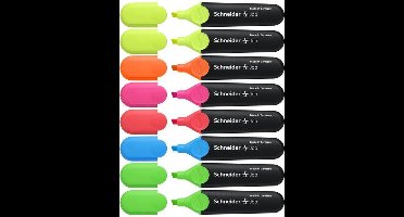 Schneider markeerstift - tekstmarker - Job - 8 stuks assorti - beitelpunt - S-115088