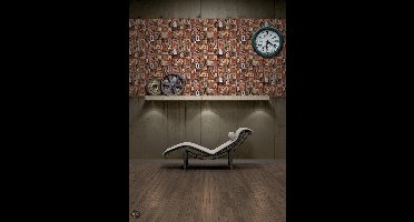 Dutch Wallcoverings Schuimvinylbehang - letters - rood/bruin