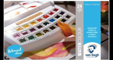 Van Gogh Aquarelverf set in kunststof etui botanische selectie met 24 kleuren in halve Napjes