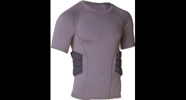 MM RARS2 - American Football - Rugby - Shirt Met Ingenaaide Rib Pads - Korte Mouw - Grijs - Small
