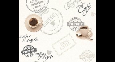 KOFFIE BEHANG | Keuken - bruin beige creme - A.S. Création Simply Decor
