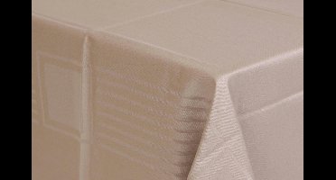 Vierkant Damast Tafelkleed 220x220cm Lineair Taupe De Witte Lietaer