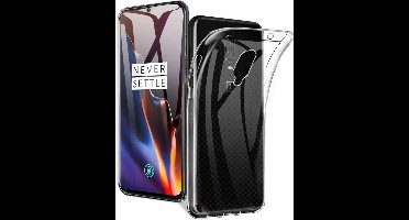 DrPhone Oneplus 6t TPU Hoesje - Transparant Ultra Dun Premium Soft-Gel Case - Official DrPhone Product