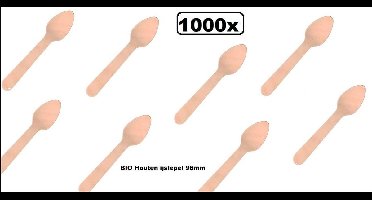1000x BIO Houten ijslepel 96mm - Softijs schepijs ijs lepel hout