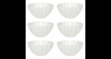 Cookinglife Soepkom Flower - Set Van 6 - Serveerkom Voor Soep En Dessert - Aardewerk Off White - Vaatwasserbestendig En Ovenbestendig - 14 cm