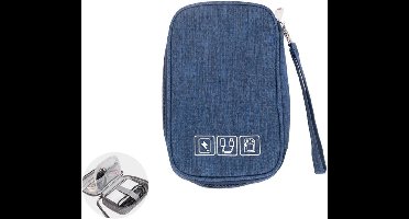 Kabelorganizer Tas - Opbergtas Elektronica - Elektronica Opbergen - Waterdicht Polyestervezel - 19 x 12 x 3.5 cm - Donkerblauw