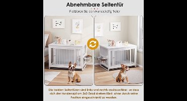 Hondenkooi – Hondenbench – Hondenhok – Hondenbox – Hondenkennel – Hout & Staal – 93x64x58 cm – Inclusief 2 Rvs Voerbakken & Verwijderbare Lade