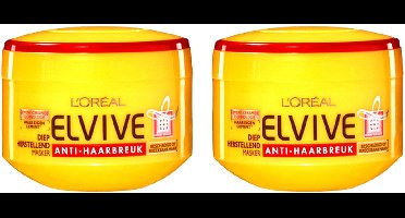 L'Oréal Elvive Anti-Haarbreuk - Haarmasker - Diep Herstellend - Beschadigd & Breekbaar Haar - 2 stuks