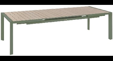 Uitschuifbare tuintafel voor 10 personen van aluminium met houteffect ÉVASION